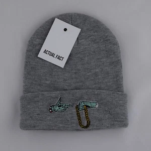 Actual Fact Run The Jewels bestickte Hip Hop Roll Up meliert grau Beanie Mütze - Bild 1 von 1