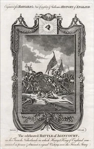 BATTAGLIA di AGINCOURT re Enrico V trionfante 1784 incisione Wale pinx Hawkins sc - Foto 1 di 9