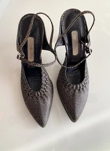 NWOB GIORGIO ARMANI Women’s Slingback Strap Shoes Sz 6.5 EU 36.5 Black - Picture 1 of 8