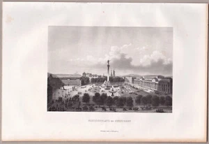 Stuttgart - Blick auf den Schloßplatz- Stich, Stahlstich 1863 - Bild 1 von 2