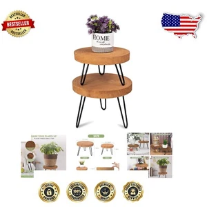 Stable Mini Wood Plant Stands - Ready-to-Use Indoor & Outdoor Decor, 2 Pack - Picture 1 of 10