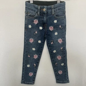 Monnalisa Girls Floral Embroider Print Denim Pants Slim / Skinny Size 3 - Picture 1 of 5