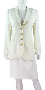 Valentino 6 US 42 IT M Ivory Silk 2 Pc Skirt Suit Blazer Jacket Coat Lined AS IS - Picture 1 of 12