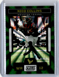 2023 Panini Score  #7 Nico Collins Green Spokes Laser /115  Texans