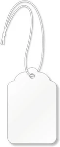 White Merchandise Tags with String - Box of 1,000, 2-7/8" x 1-3/4 - Picture 1 of 12
