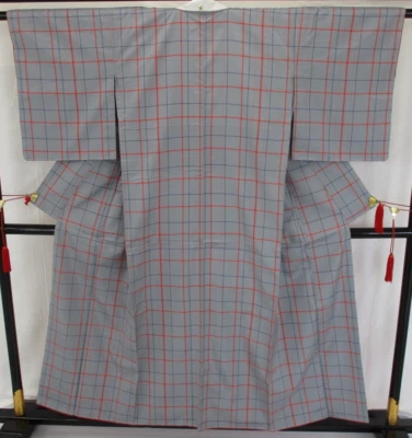 Kimono japonais vintage polyester gris tradition cher hauteur 60,62 pouces - Photo 1/4