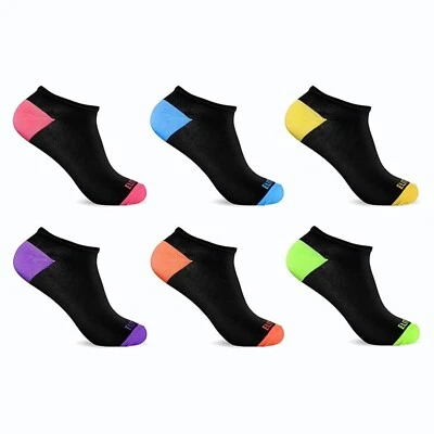 Broadway Apparel Women's Sport Ankle Socks 6 Pair Pink Green Yellow Size 9-11 - Image 1 of 3
