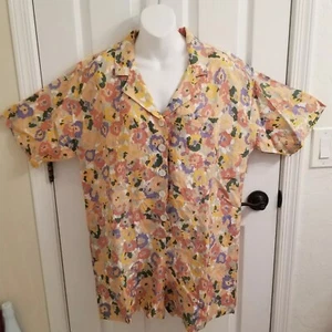 RVCA Linen Romper Women's Size M / 10 Watercolor Boxy Loose Drop Crotch Shorts - Picture 1 of 11