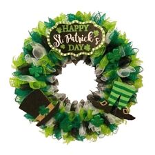 Patricks Day Wreath Front Door Sign Irish Clovers Wreath Welcome Sign Decor