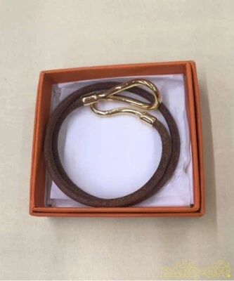 Hermes Jumbo Choker 棕色皮革带金色五金带盒 — 第 1/4 张图片