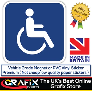DISABLED MOBILITY WHEELCHAIR MAGNETIC SIGN OR STICKER PREMIUM MAGNET CAR TAXI - Afbeelding 1 van 9