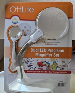 Ott Lite Dual LED Precision Magnifier Light 5" Standing & 2" Adj. With Tweezer - Picture 1 of 7