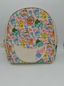 Pokemon Floral Mini Backpack Pikachu Charmander Eevee Hot Topic Read Stain - Picture 1 of 6