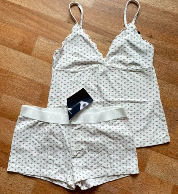 Brandy Melville Floral Pajama Set Rose Tank Top & Cotton Lounge Boxer Shorts - Image 1 of 4