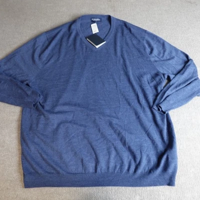 Suéter Brooks Brothers 3XL Azul 100% Lana Saxxona Cuello en V Hecho NUEVO LEER Foto 1 de 4