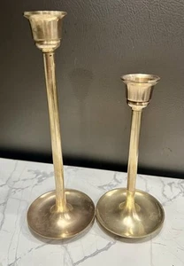 Vintage Brass Candlestick Pair, Slim, Made In Hong Kong  - Picture 1 of 3