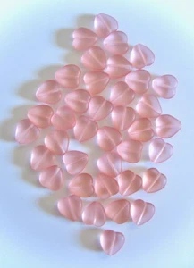 38 FROSTED PINK HEART BEADS 12MM CZECH REPUBLIC GLASS - Picture 1 of 2