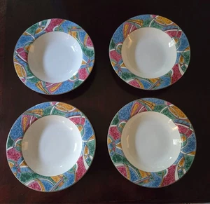 American Atelier Fantasy Suppe/Müslischale mit Rand 9" 4er Set ca. 1 1/2" tief - Bild 1 von 7