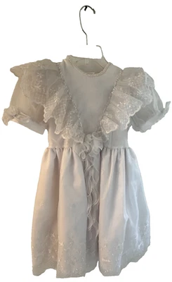 Vestido adornado vintage de encaje blanco con perlas de imitación de encaje talla 6X de encaje elegante para niña Foto 1 de 4