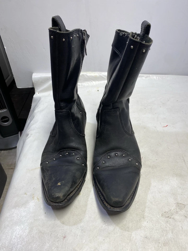 Harley Davidson Western Boot Jessie Black Leather Women's Size 9 Pointy Toe Used - Image 1 of 4