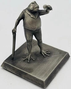 Pewter Standing Frog w. Cane & Drinking Glass - Picture 1 of 8