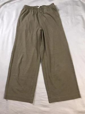 Pantalones Vince para mujer extra pequeños verdes pierna ancha cintura elástica Foto 1 de 4