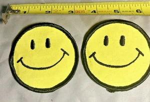 2  Vintage Smiley  smiling face retro  hippie embroidered Sew-on patch 3  inch - Picture 1 of 3
