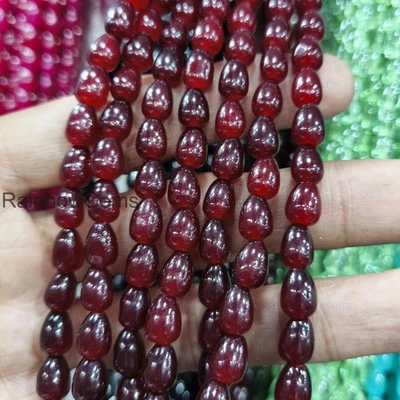 Dark Red Ruby Nuggets Beads Necklace . Sterling Silver . Gemstone Nuggets - Image 1 of 2