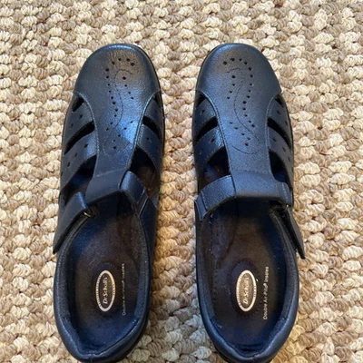 Sapatos confortáveis femininos Dr Schools azul marinho fecho de gancho tamanho 7.5 USADO - Imagem 1 de 4