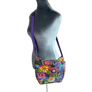 Laurel Burch- Print Canvas cotton Tote, adjustable Crossbody- colorful abstract - Picture 1 of 4