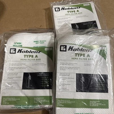 Bolsa de filtro HEPA Koblenz 45-0766-1 tipo A para U-75, U-110, U-310 vertical paquete de 12 Foto 1 de 3
