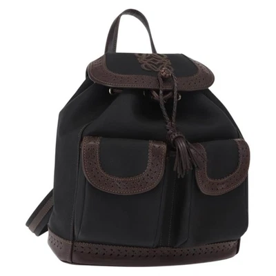 LOEWE Backpack Canvas PVC Black Gold Auth 150809 - Image 1 of 4