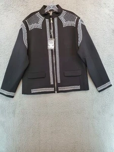 Barabas Herren Luxus Schwarz Nieten Bomberjacke Größe Large Rocker 🔥🔥 Neu mit Etikett - Bild 1 von 16