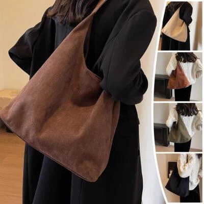 ~Bolso de gamuza marrón Bolsos hobo de cuero para mujer Cartera de gamuza Bolso hobo de gamuza Foto 1 de 4