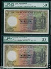  Egypt  10£  1951 Consecutive 2 PCS P23D PMG 53/50 About Uncirculated  RARE
