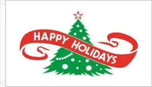 3' x 2' HAPPY HOLIDAYS FLAG Merry Christmas Flags Xmas Tree Star New Year Party - Picture 1 of 1