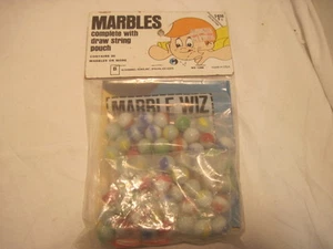 OLD MARBLES NEW 50 COMPLETE WITH DRAW STRING POUCH # 1398 MARBLE GAME - Picture 1 of 2