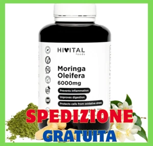 Moringa Oleifera 6000 Mg Multivitaminico Naturale Antiossidante Antinfiammatorio - Foto 1 di 12