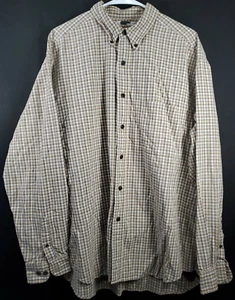 Eddie Bauer Men's Shirt Size L Tan Plaid Button Front Long Sleeve Button Collar - Picture 1 of 6
