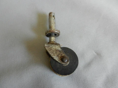 Vintage Caster, steel frame & seat, wood wheel 1 1/8" diameter, 1 3/8" post Cover