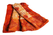 Vintage Cotton Orange Saree Indian Women Wrap Dress Printed Sewing Sari Material