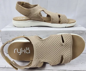 Ryka Khaki, Slip On Hook & Loop Adj. Ankle Strap, Mesh-Like Top, Open Toe, Wm 9W - Picture 1 of 7