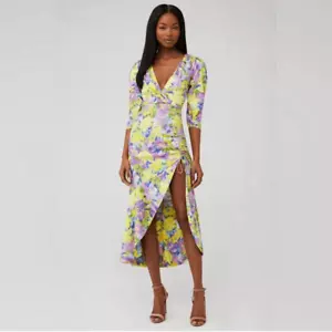 For Love & Lemons Midi Dress Purple Yellow Multi Floral Cassia Size XS - Picture 1 of 11