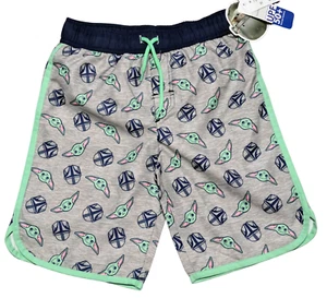 Young Boys Star Wars The Mandalorian Yoda Swim Trunks Board Short Disney UPF50+ - Picture 1 of 6