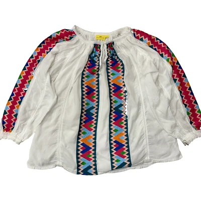 Roller Rabbit Embroidered Tunic Top Blouse 3/4 Sleeves 100% Cotton Boho Beach - Image 1 of 4