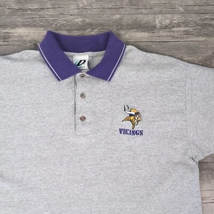 90s Minnesota Vikings Golf Poloshirt Herren Large Dynasty grau lila - Bild 1 von 10
