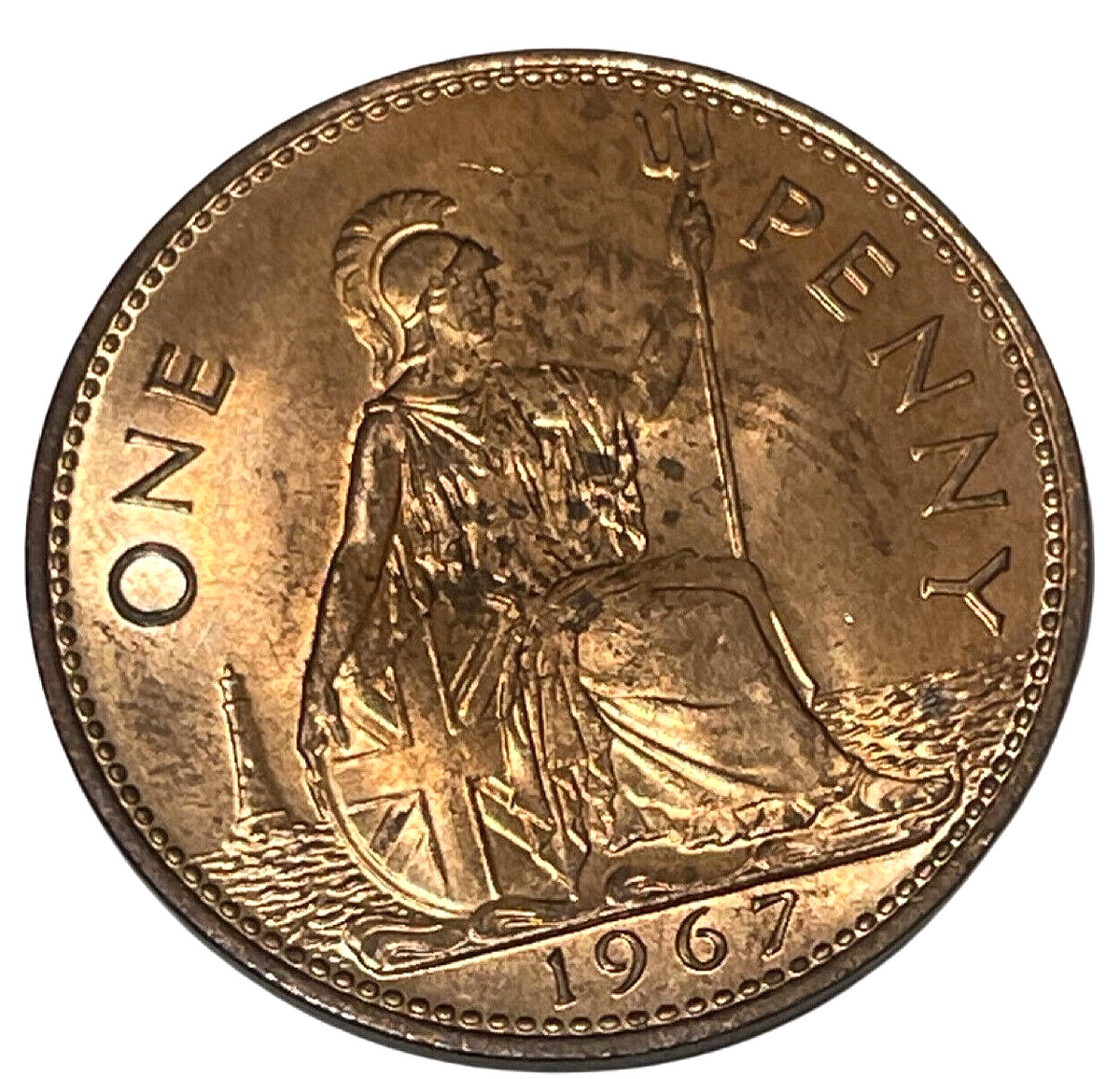 幸運のお守り ラッキーペニー 1967年 イギリス 銅貨 ブリタニア エリザベス