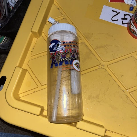 Denver Broncos Logo Water Bottle Super Bowl XXXII. With Label Still On Bottle Cover
