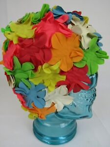 Vintage 60s 70s Multi-Color Flowered Rubber Latex Swim Cap New Old Stock OS
