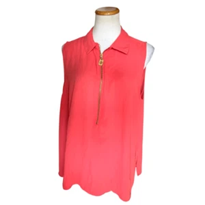 Womens Michael Kors Coral Peach Sleeveless Gold Hardware Top Blouse - Sz XL - Picture 1 of 3